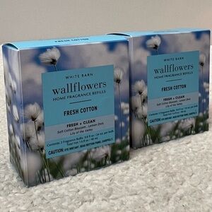 B&BW White Barn "Fresh Cotton'" Wallflowers Home Fragrance Refills 2 Boxes
